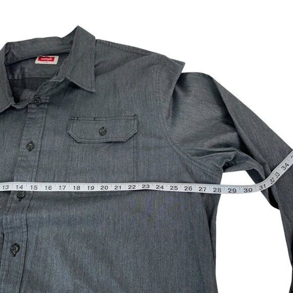Wrangler Mens Grey Long-Sleeve Button-Up Work Shirt Size 2XL Cotton Blend - Picture 3 of 12